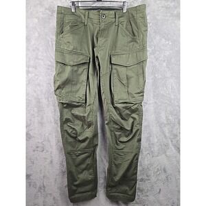 G-Star‎ Raw Cargo Pants Mens 35x30 Green Army 3D Trouser Multi Pockets